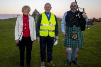 The Mayor and Mayoress of Tavistock with Pipe Major 02.06.22